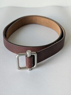 Duluth Trading Co Brown Leather Belt with Silver Buckle Size M